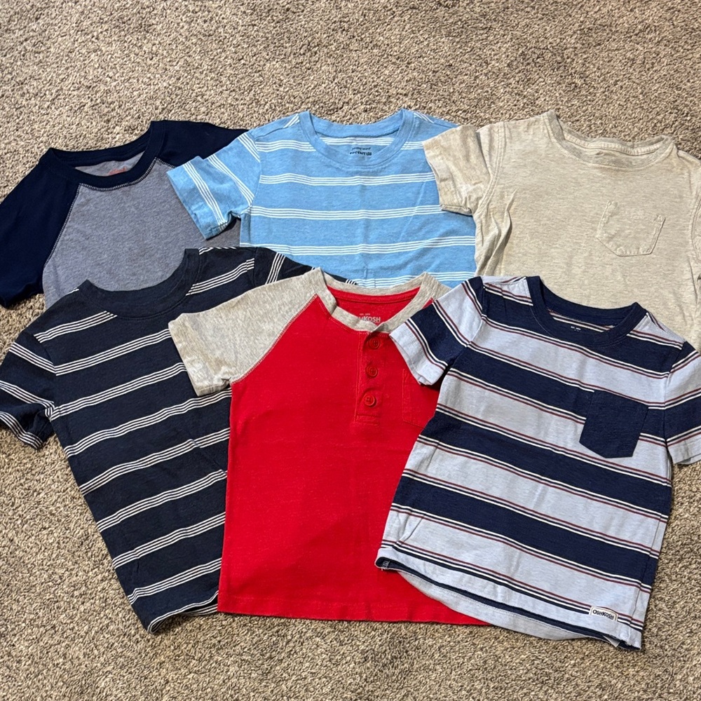 Boys Size 4 Short-Sleeve Tee Pack — Red, Blue, Navy, Light Blue, Gray